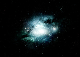 Stars, dust and gas nebula in a far galaxy