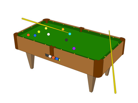 recommend clip art: Billiard table. Isolated on white background. 3d Vector outline illustration.