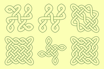 Celtic knot set. Abstract ornament. Vector outline illustration.