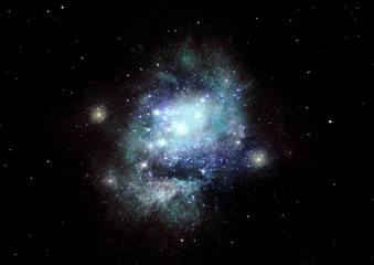 Stars, dust and gas nebula in a far galaxy