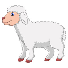 Cartoon happy sheep posing isolated on white background