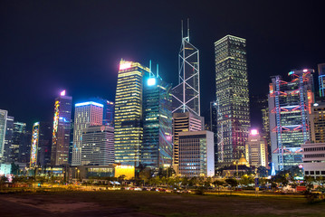 Central District of Hong Kong at night　香港・中環（セントラル）の夜景