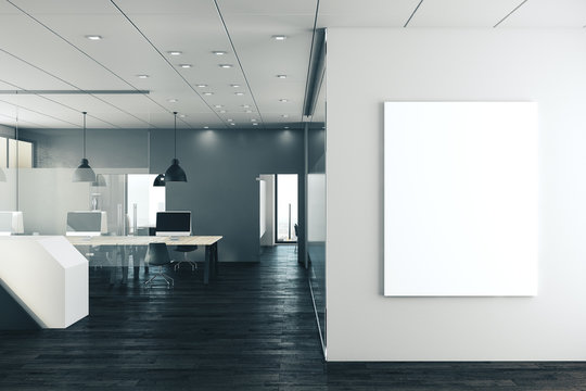 office interior with empty poster