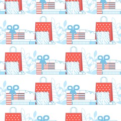 Festive Wrapped Gift Boxes Flat Seamless Pattern