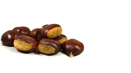 Lots of Parede class chestnuts isolated with white background