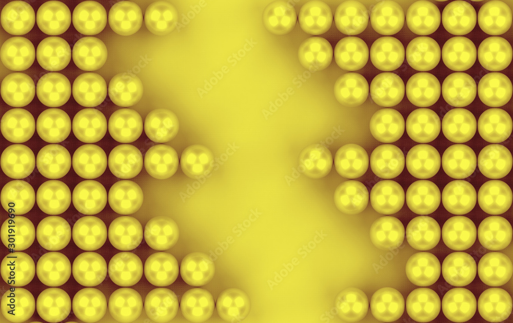 Poster 3d rendering. abstract golden sphere pearl pattern art design background.