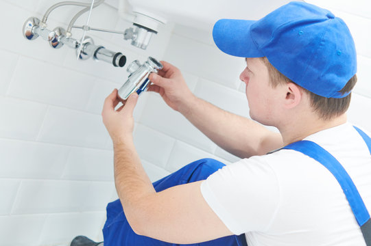 plumber service. wash basin siphon installation