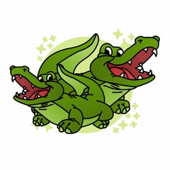 Illustration of Happy Crocodile Cartoon, Cute Funny Character, Flat Design