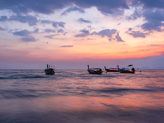 Traditional long-tail boat on the beach in Thailand