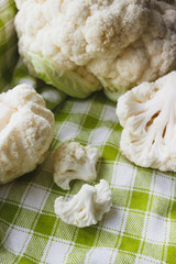Fresh cauliflower on the napkin, food ingredient, conceptual shoot