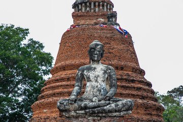 Wat Wora Chet Tha Ram, a Buddhist temple of archaeological park, Ayutthaya, Thailand