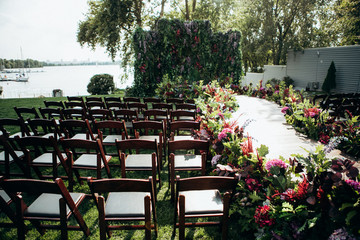 Amazing wedding ceremony place with flowers decoration