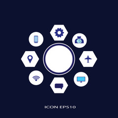 con Network  Social media technology Business Blue background