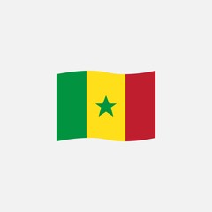 Sinegal flag colors flat icon, vector sign, waving flag of Sinegal colorful pictogram isolated on white. Symbol, logo illustration. Flat style design