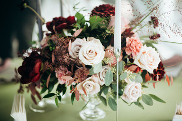 Beautiful wedding table decoration and setting