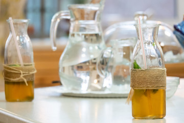 home-made Mojito in a jar tied with twine
