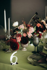 Beautiful wedding table decoration and setting