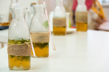 home-made Mojito in a jar tied with twine