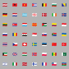 Official European Flags collection, World flags flat icons set, Colorful symbols pack contains - Austria, Belgium, France, Germany, Switzerland, Poland, Norway. Vector illustration. Flat style design