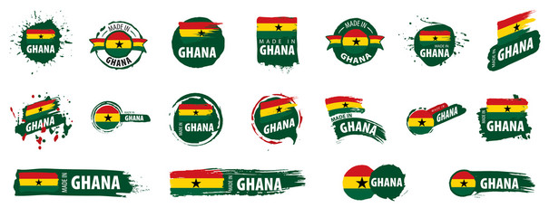 Ghana flag, vector illustration on a white background - obrazy, fototapety, plakaty