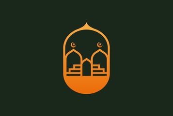Obraz premium Modern simplistic mosque illustration logo design vector graphic