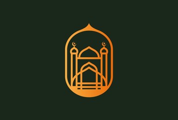 Modern simplistic mosque illustration logo design vector graphic