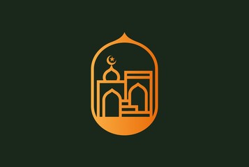 Modern simplistic mosque illustration logo design vector graphic
