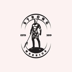 strong warrior logo design illustration
