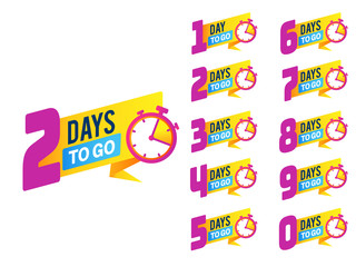 Countdown badges. Product limited promo, number of days left to go. Big deal offer, sale banners with timer, clock stickers. Vector set
