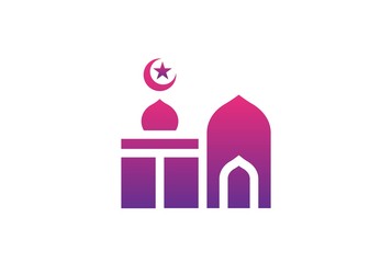 Modern simplistic mosque illustration logo design vector graphic
