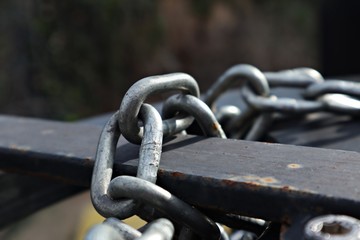 Steel chains holding the watergate on a water channel
