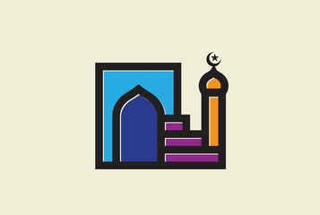Obraz premium Modern simplistic mosque illustration logo design vector graphic
