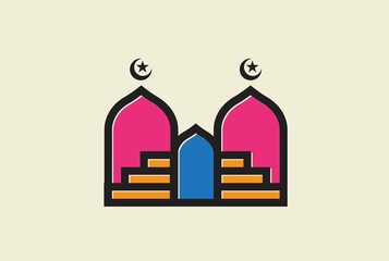 Modern simplistic mosque illustration logo design vector graphic