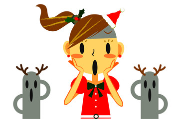 女の子（サンタコスプレ）　ガーン　はにわ付き