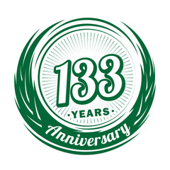 One hundred and thirty-three years anniversary celebration logotype. 133rd anniversary logo. Vector and illustration.
