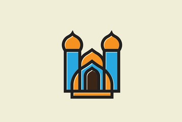 Modern simplistic mosque illustration logo design vector graphic