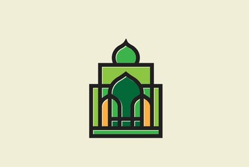 Modern simplistic mosque illustration logo design vector graphic
