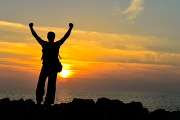 Fototapeta premium the success of an active, energetic and enthusiastic person in nature