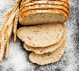 Top view of sliced bread