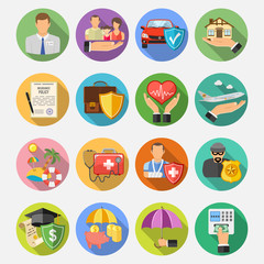 Insurance Flat Icons Set