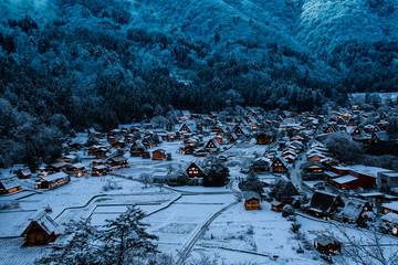 Winter Shirakawago with Snowfall Gifu Chubu Japan,  World heritage city