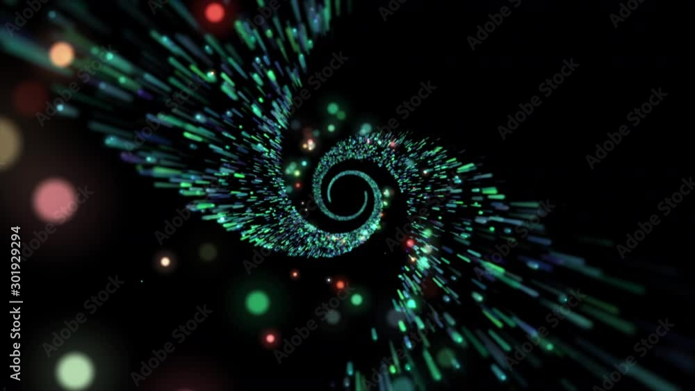 Poster abstract background moving pass through the particle and lighting effect dark and grain process