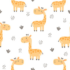 Cute giraffe seamless background repeating pattern, wallpaper background, cute seamless pattern background