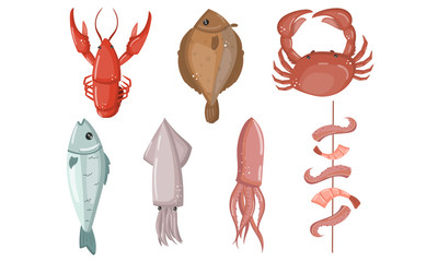 Seafood Vector Set Isolated On White Background