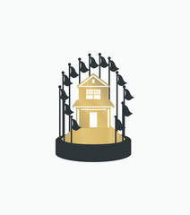 vector of House and flags trophy eps format