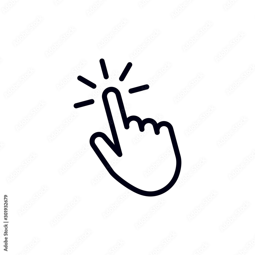 Poster hand pointer or cursor mouse clicking linear icon symbol