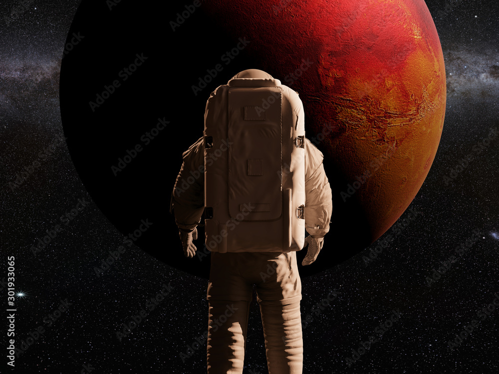 Canvas Prints astronaut looking at planet mars