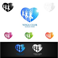 Yoga and Lotus flower logo with Health Spa Concept and Human silhouette