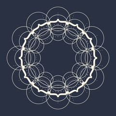 Mystical geometry symbol. Linear alchemy, occult, philosophical sign. For music album cover, poster, sacramental design. Astrology and religion concept.