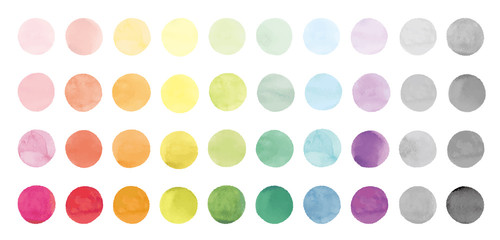 Estores personalizados com desenhos artísticos com sua foto Vector set of rainbow watercolor circles. 水彩のベクター円形セット